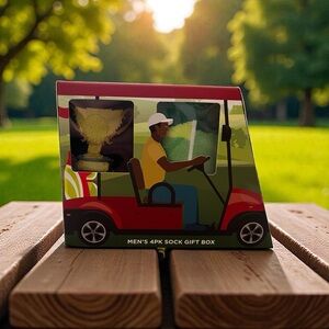 Men's Golf Cart Sock Gift Box - 4 pack